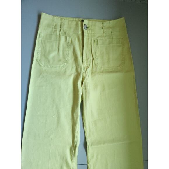 NWOT Anthropologie The Colette Cropped Wide-Leg Linen Pants Sz 31P Lime #7C412 - Picture 5 of 12